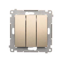 Trojitý spínač 3x 1 s orientačním podsvětlením LED, 10AX, 250V, zlatá matná