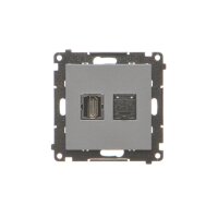 Zásuvka HDMI + datová RJ45 kat. 6 (přístroj s krytem) grafitová matná