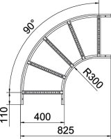 OBO LB 90 640 R3 FS Oblouk 90° pro kabelový žebřík 60x400 Ocel pásově zinkováno