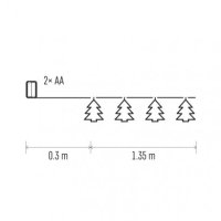 LED vánoční girlanda - stromky 3D, 2xAA, teplá bílá, časovač