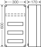Mi-Jističová skříň, 36 modulových jednotek, bez PE- a N-Svorky HENSEL MI 1440