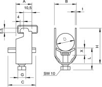 OBO 2056N M 40 FT Třmenová příchytka s kovovou přítlačnou opěrkou 34-40mm Ocel