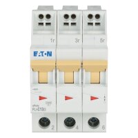 PLI-C13/3 Jistič PLI (bezšroubové svorky nahoře) char C 3-pólový 10kA 13A 101320