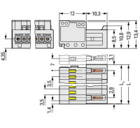 Konektor s pájecími piny CAGE CLAMP 1,5mm2 šedá 7pól. WAGO 734-307/033-000