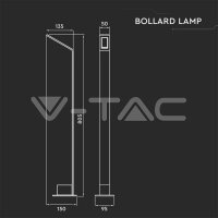 6W LED Outdoor Bollard Lamp Black Body 4000K IP54, VT-896 V-TAC SKU218682