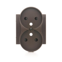 Krytka zásuvky 2P+T dvojité - pro rámečky NATURE hnědá matná, metalizovaná