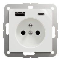 Zásuvka s USB nabíječkou, Sedna D/E, 250V, 16A, USB A+C 3,0A, Bílá SDD111072
