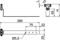 OBO isCon H280 VA Střešní držák vodiče pro cihlové střechy 280mm Nerez ocel