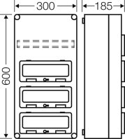 Mi-Jističová skříň, 36 modulových jednotek, s 3 odklápěcím víkemn HENSEL MI 1443