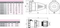 Průmyslová zásuvka na pohyblivý přívod 1F, IP67, 16A, 230V, 2p+PE ETI 004482006