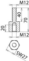 Připojovací prvek C s vnitřním závitem M12 a závitem M12x40 mm k našroubování