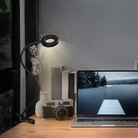 LED stmívatelná stolní lampička s klipem 8W CCT USB - plochá hlava WO66-B