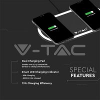 10W Wireless Charging Pad Black + White , VT-1213 V-TAC SKU7739