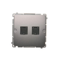 Zásuvka počítačová RJ45 dvojnonásobná kat. 6, Is protiprachovou clonou, Inox