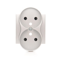 Krytka zásuvky 2P+T dvojité - pro rámečky PREMIUM stříbrná DGZ2MZP/43