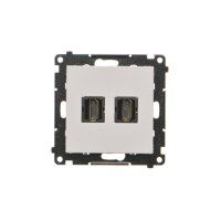 Zásuvka HDMI 2 násobná (přístroj s krytem) světle šedá matná   TGHDMI2.01/114