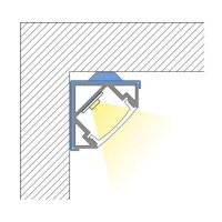 Rohový hliníkový profil RT2 černý, 18x18mm, vč. černého difuzoru, 1m