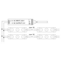 LED modul 3x SMD2835, 1,2W, 12V, 100mA, 6550K, 170°, IP65 MCLED ML-211.005.51.0