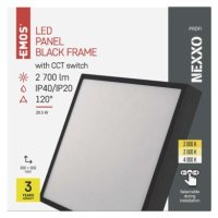 LED přisazené svítidlo NEXXO, čtvercové, černé, 28,5W, se změnou CCT EMOS ZM6353