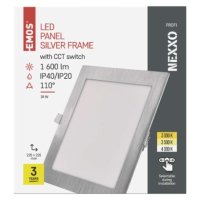 LED vestavné svítidlo NEXXO, čtvercové, stříbrné, 18W, se změnou CCT EMOS ZD2243