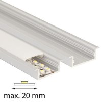 Vestavný hliníkový profil VD, 30x10 mm, mléčný difuzor, komplet, 1 m
