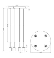 Decor Needle Pendant Plate 4xE27 Beige OSRAM 4058075848504