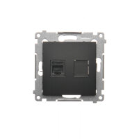 Telefonní zásuvka RJ12 jednonásobná, černá matná KONTAKT SIMON DT1.01/49