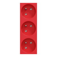 Zásuvka NOVÁ UNICA trojitá 45o 250V/16A 3x2P+E, clonky, bezšroubová, Červená
