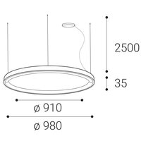 Závěsné svítidlo LED2 BELLA SLIM 98 P-Z, B DALI/PUSH 80W 2700K/3000K/4000K černá