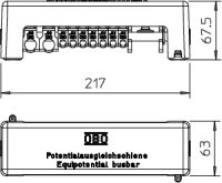 OBO 1801 VDE Přípojnice potenciálového vyrovnání, 217mm, šedá Mosaz, CuZn