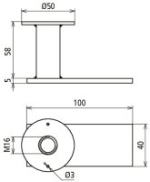 Propojovací pásek s připojovací destičkou se závitem M16 D 50mm V 58mm D 100mm