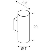 ASTO TUBE, nástěnné přisazené svítidlo, válcové, max. 2x 10 W, černé SLV 1006443