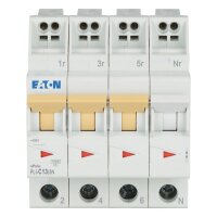 PLI-C13/3N Jistič PLI (bezšroubové svorky nahoře) char C 3+N-pólový 10kA 13A