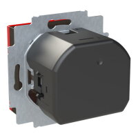 Zásuvka ABB LEVIT s clonkami, USB-A/C červená/kouřová černá 5569H-A32357 65