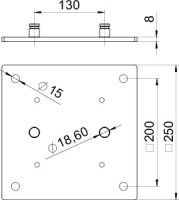 OBO ISS160160BP Podlahová deska pro prům.sloup 250x250x8mm bílý hliník Ocel St