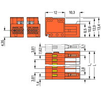Konektor s pájecími piny CAGE CLAMP 1,5mm2 oranžová 10pól. WAGO 734-340/034-000