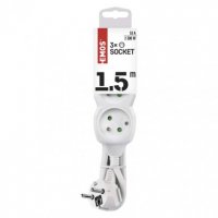 Prodlužovací kabel 1,5 m 3 zásuvky bílý PVC 1mm2 EMOS P0311