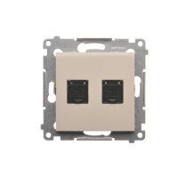 Zásuvka počítačová RJ45 dvojnonásobná kat. 6, s protiprachovou clonou, krémová