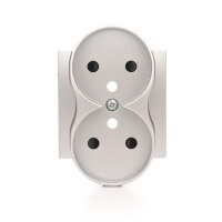 Krytka zásuvky 2P+T dvojité - pro rámečky NATURE stříbrná DGZ2MZNP/43