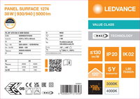 LED panel SURFACE DALI 1274 38W 93040 LEDVANCE 4099854731648