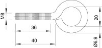 OBO 869 M8X40 G Oko, M8x40mm, Ocel, galv. zinek, DIN EN 12329