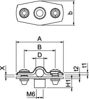 OBO ASG 732 6 G Distanční příchytka s připojovacím závitem M6 5-6mm Ocel