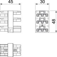 OBO VB5-WIN 3P Rozbočovací prvek 3P 1E/5A,typ WINSTA MIDI 25A/250V 46x30x48 bílá