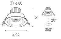 LED2 2160331D 191N, W DALI/PUSH DIM 6W 3000K