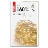 LED vánoční nano řetěz, 16 m, venkovní i vnitřní, teplá bílá, časovač