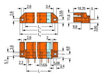 Pružinová svorkovnice THT rovná 7,62 mm oranžová 2pól. WAGO 232-762/047-000