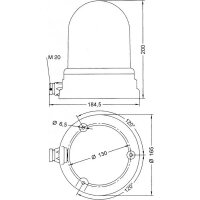 Maják signální blikající s vývodkou TYPE 200 12V ACDC IP55 M20 červená Halogen