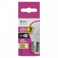 LED žárovka Classic Mini Globe/E27/5 W (40 W)/470 lm/teplá bílá EMOS ZQ1120