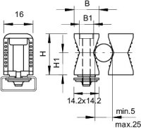 OBO 2050 5-25 LGR Řadová příchytka, 5-25mm, světle šedá Polystyrol, PS