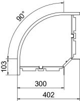 OBO RB 90 630 A2 Oblouk 90° vodorovný s úhlovou spojkou 60x300 Nerez ocel